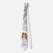 Winter Cavalier King Charles Spaniel Aquarel Stropdas (Voorkant)