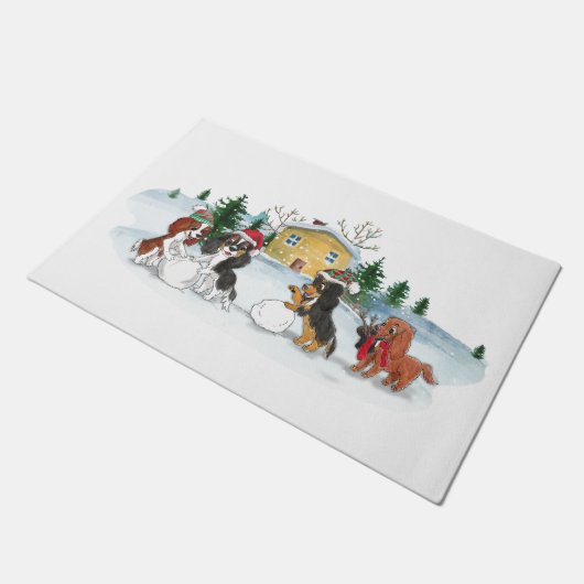 Winter Cavalier King Charles Spaniel Doormat Deurmat (Schuin)