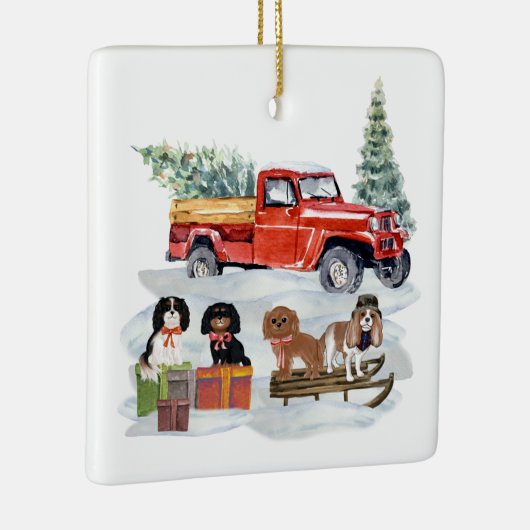 Winter Cavaliers kerstversiering Keramisch Ornament (Rechts)