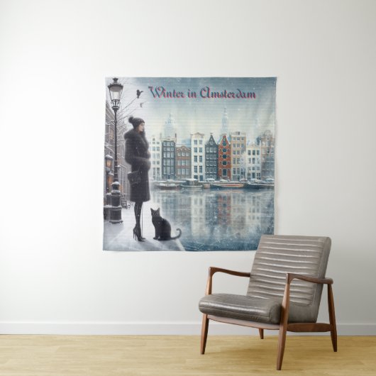 Winter Celebrations in the Snow, with Kittens Wandkleed (In situ)