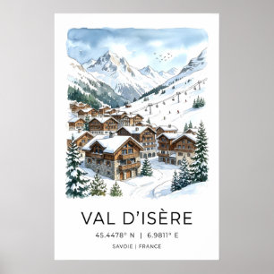Winter Chalet Kunstprint Besneeuwd Alpen Dorp met Poster