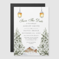 Winter Chalet Save The Date Magneet | Rustieke Sne