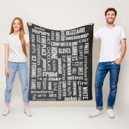 Winter Chalkboard Collage Fleece Deken