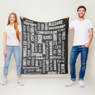 Winter Chalkboard Collage Fleece Deken