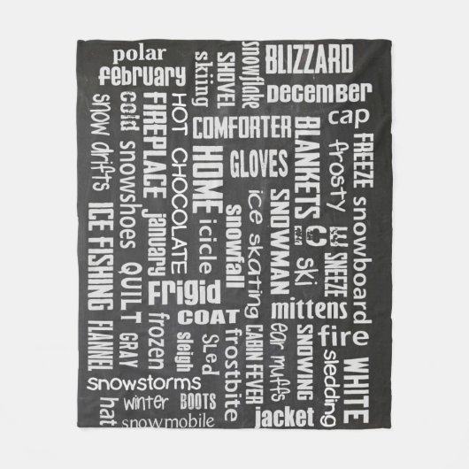 Winter Chalkboard Collage Fleece Deken (Voorkant)