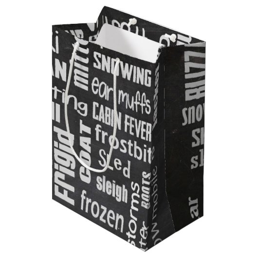 Winter Chalkboard Collage Medium Cadeauzakje (Voorkant Gekanteld)