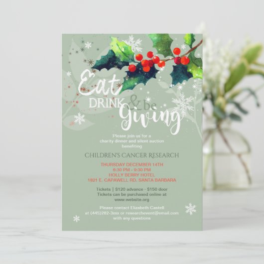 Winter Charity Dinner | stille veiling Kaart (Staand voorkant)