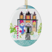 Winter Charm Tudor Style Home Keramisch Ornament (Rechts)