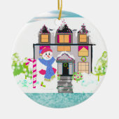 Winter Charm Tudor Style Home Keramisch Ornament (Voorkant)