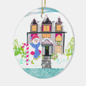 Winter Charm Tudor Style Home Keramisch Ornament (Links)