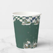 Winter Checkered "It Takes a Village" baby shower Papieren Bekers (Achterkant)