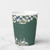 Winter Checkered "It Takes a Village" baby shower Papieren Bekers (Links)