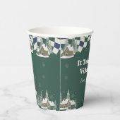 Winter Checkered "It Takes a Village" baby shower Papieren Bekers (Rechts)