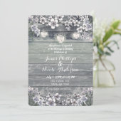 Winter Cherry Blossom Branches & Lantern Wedding Kaart (Staand voorkant)