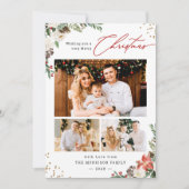 Winter Chic Botanical Floral 3 FotoKerstmis Feestdagenkaart (Voorkant)