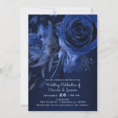 Winter Chic Floral Blue Roos Bold Wedding Kaart (Voorkant)