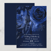Winter Chic Floral Blue Roos Bold Wedding Kaart (Voorkant / Achterkant)