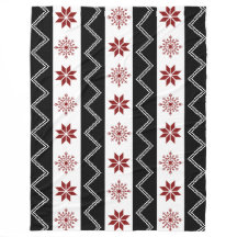 Winter Chic Red White + Black Zigzag Blanket