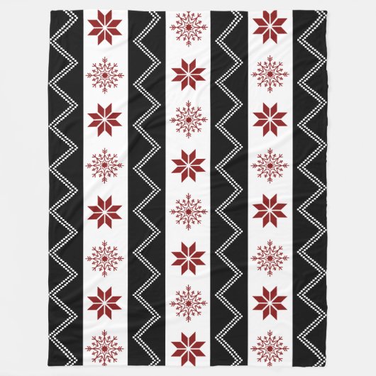 Winter Chic Red White + Black Zigzag Blanket Fleece Deken (Voorkant)