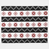 Winter Chic Red White + Black Zigzag Blanket Fleece Deken (Voorkant (Horizontaal))