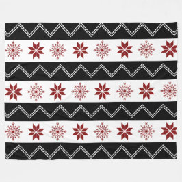 Winter Chic Red White + Black Zigzag Blanket Fleece Deken