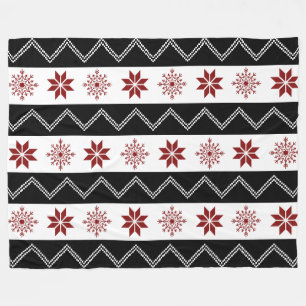 Winter Chic Red White + Black Zigzag Blanket Fleece Deken