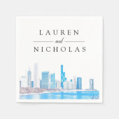 Winter Chicago Skyline Personalized Wedding Servet (Voorkant)