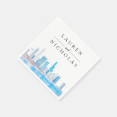 Winter Chicago Skyline Personalized Wedding Servet (Hoek)