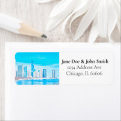 Winter Chicago Skyline Return-adreslabels Etiket (Insitu)