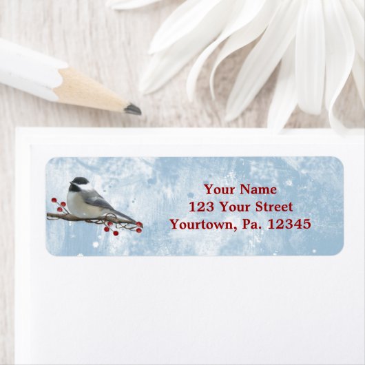 Winter Chickade Adreslabel Etiket (Insitu)
