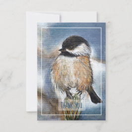 Winter Chickadee Bird Art Hartelijk dank Bedankkaart