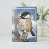 Winter Chickadee Bird Art Hartelijk dank Bedankkaart (Staand voorkant)