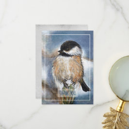 Winter Chickadee Bird Art Hartelijk dank Bedankkaart