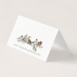 Winter Chickadee Birds Guest Seat Place Card Visitekaartje