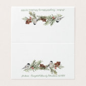 Winter Chickadee Birds Guest Seat Place Card Visitekaartje (Buitenkant ongevouwen)