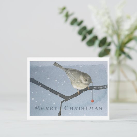Winter Chickadee Briefkaart (Staand voorkant)