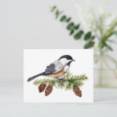 Winter Chickadee Briefkaart (Staand voorkant)