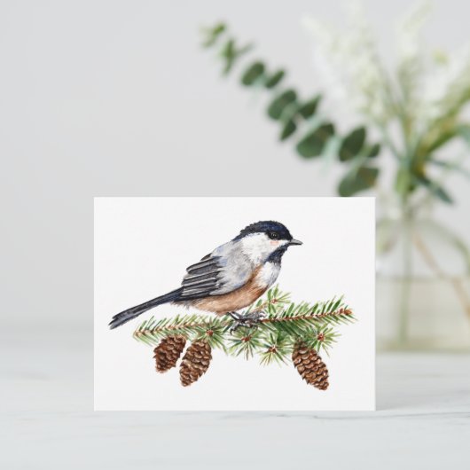 Winter Chickadee Briefkaart (Staand voorkant)