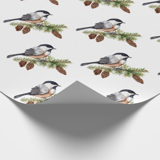 Winter Chickadee Cadeaupapier (Hoek)