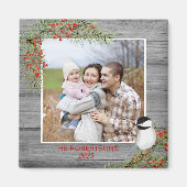 Winter Chickadee Familie Foto Kerstmis Magneet (Voorkant)