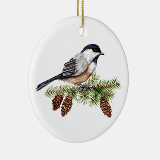 Winter Chickadee Keramisch Ornament (Rechts)