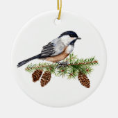 Winter Chickadee Keramisch Ornament (Voorkant)