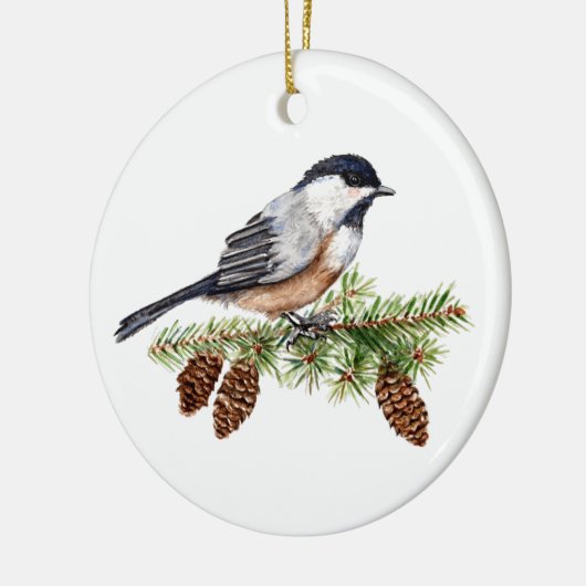 Winter Chickadee Keramisch Ornament (Links)