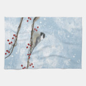 Winter Chickadee Kitchen Towel Theedoek (Horizontaal)