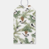 Winter Chickadee op Pinecone Merry Kerstmis Cadeaulabel (Achterkant)