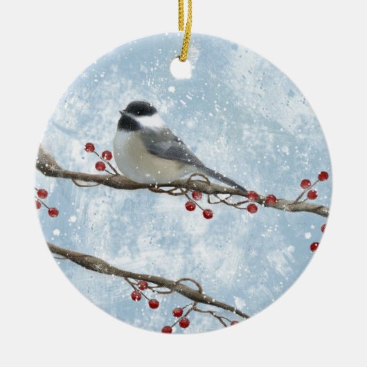 Winter Chickadee Ornament (Voorkant)