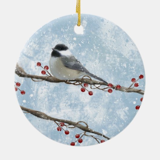 Winter Chickadee Ornament (Achterkant)