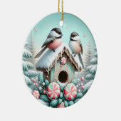 Winter Chickadee-Ornament Keramisch Ornament (Rechts)