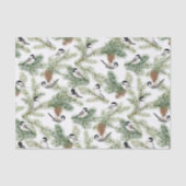 Winter Chickadee Pine Branch-kerstpatroon Tissuepapier (Voorkant)