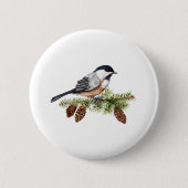 Winter Chickadee Ronde Button 5,7 Cm (Voorkant)